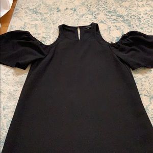 Olivaceous black cold shoulder dress-small